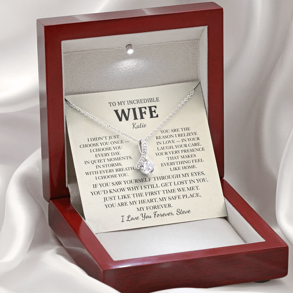 Personalized To My Wife Necklace - Romantic Gift Set with Message Card