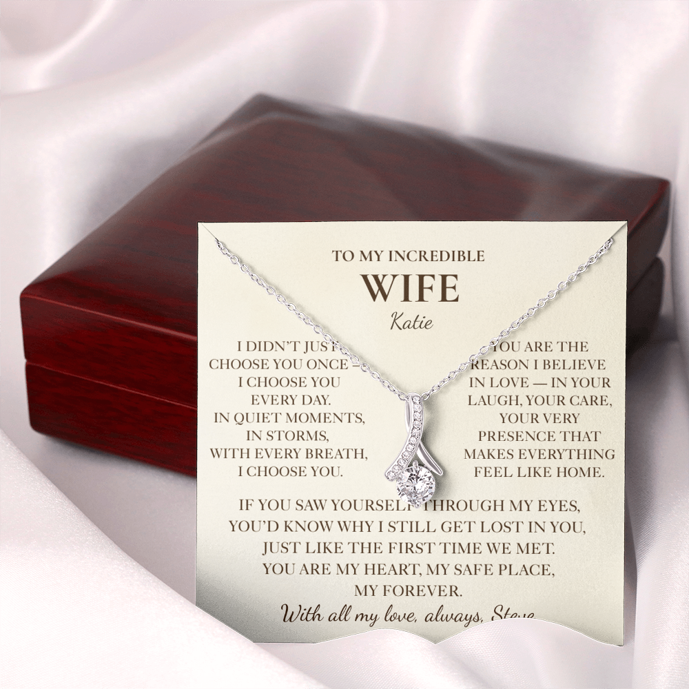 To My Wife Necklace - Personalized Romantic Gift Set with Message Card