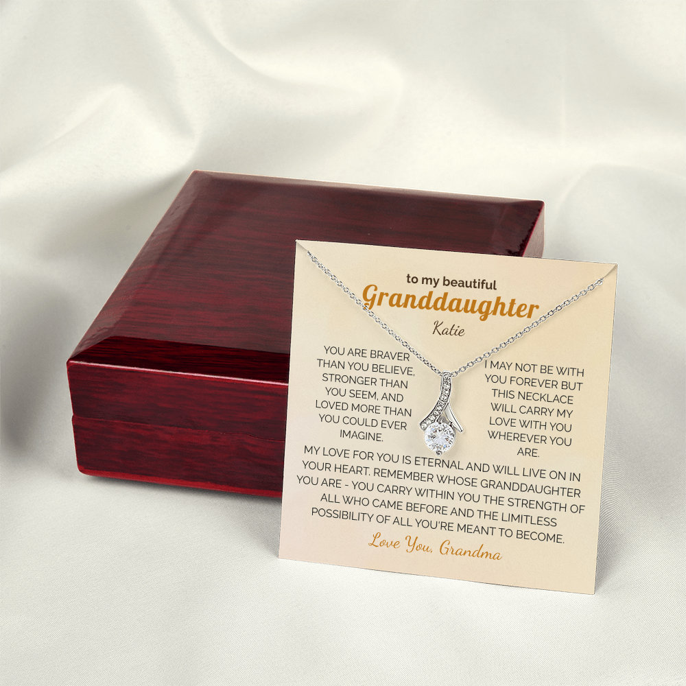 Personalized Granddaughter Gift Necklace - Jewelry with Inspirational Message from Grandma or Grandpa