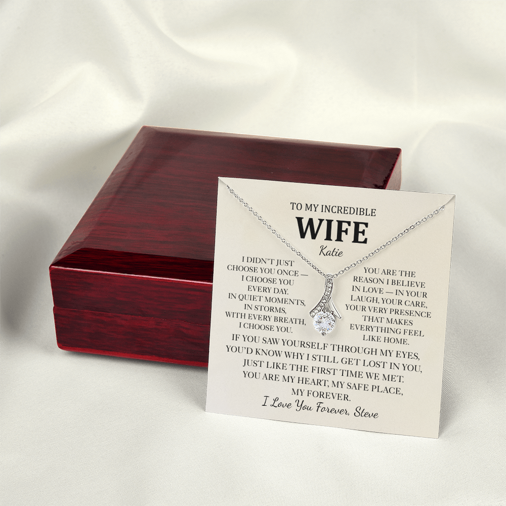 Personalized To My Wife Necklace - Romantic Gift Set with Message Card