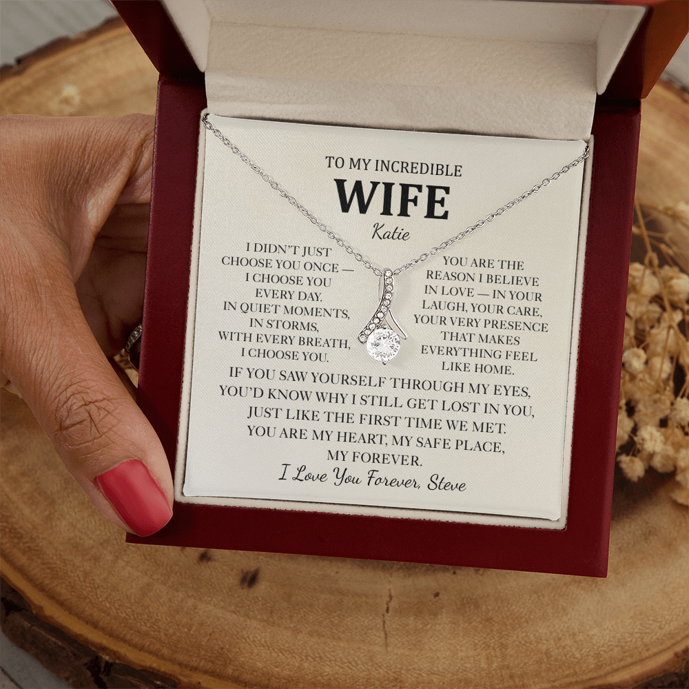 Personalized To My Wife Necklace - Romantic Gift Set with Message Card