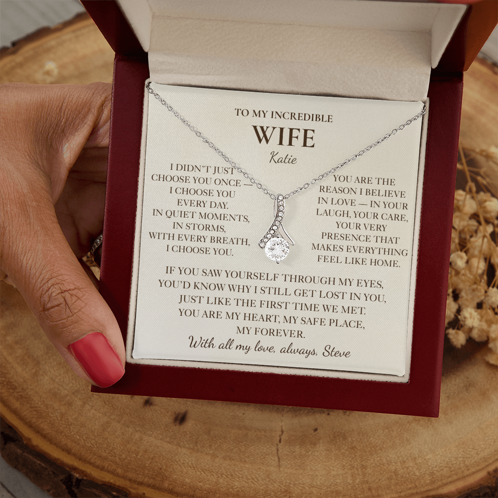 To My Wife Necklace - Personalized Romantic Gift Set with Message Card