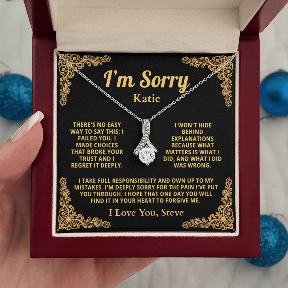 Personalized Apology Necklace for Her - Wife, Girlfriend, Sister, Friend - I am Sorry, Forgive me Gift for Christmas or Other Occasions