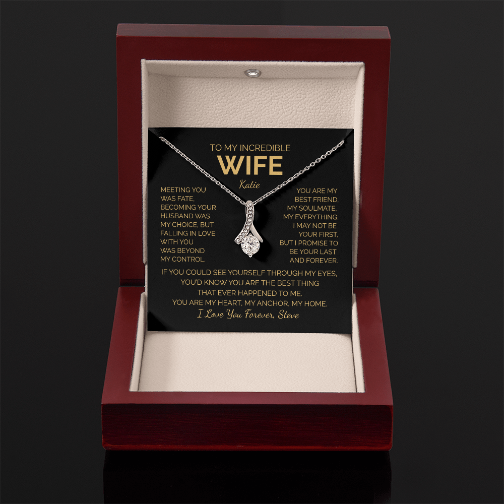 Personalized To My Wife Necklace - Romantic Gift Set (Black Card)