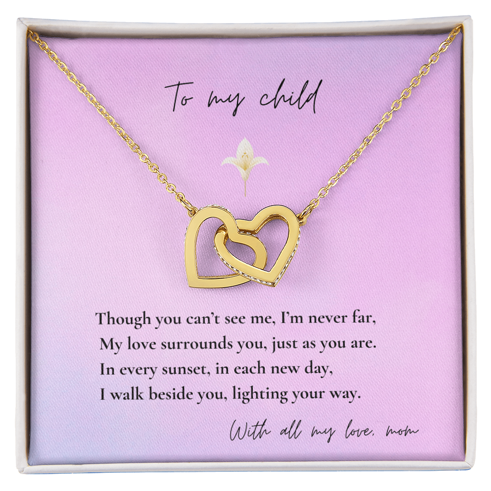 Loss of Mom Memorial Necklace – Interlocking Hearts Jewelry in Gold & Silver | Sympathy Gift for Daughter or Son Missing Mother