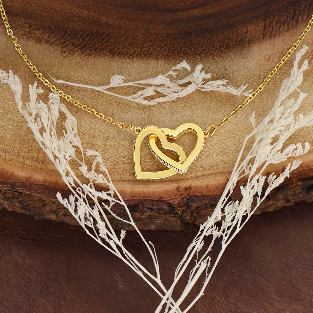 Personalized Granddaughter Gift Necklace - Interlocking Hearts Necklace with Message from Grandma or Grandpa