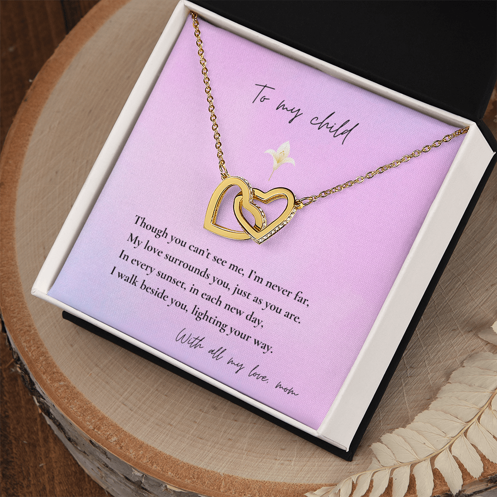 Loss of Mom Memorial Necklace – Interlocking Hearts Jewelry in Gold & Silver | Sympathy Gift for Daughter or Son Missing Mother