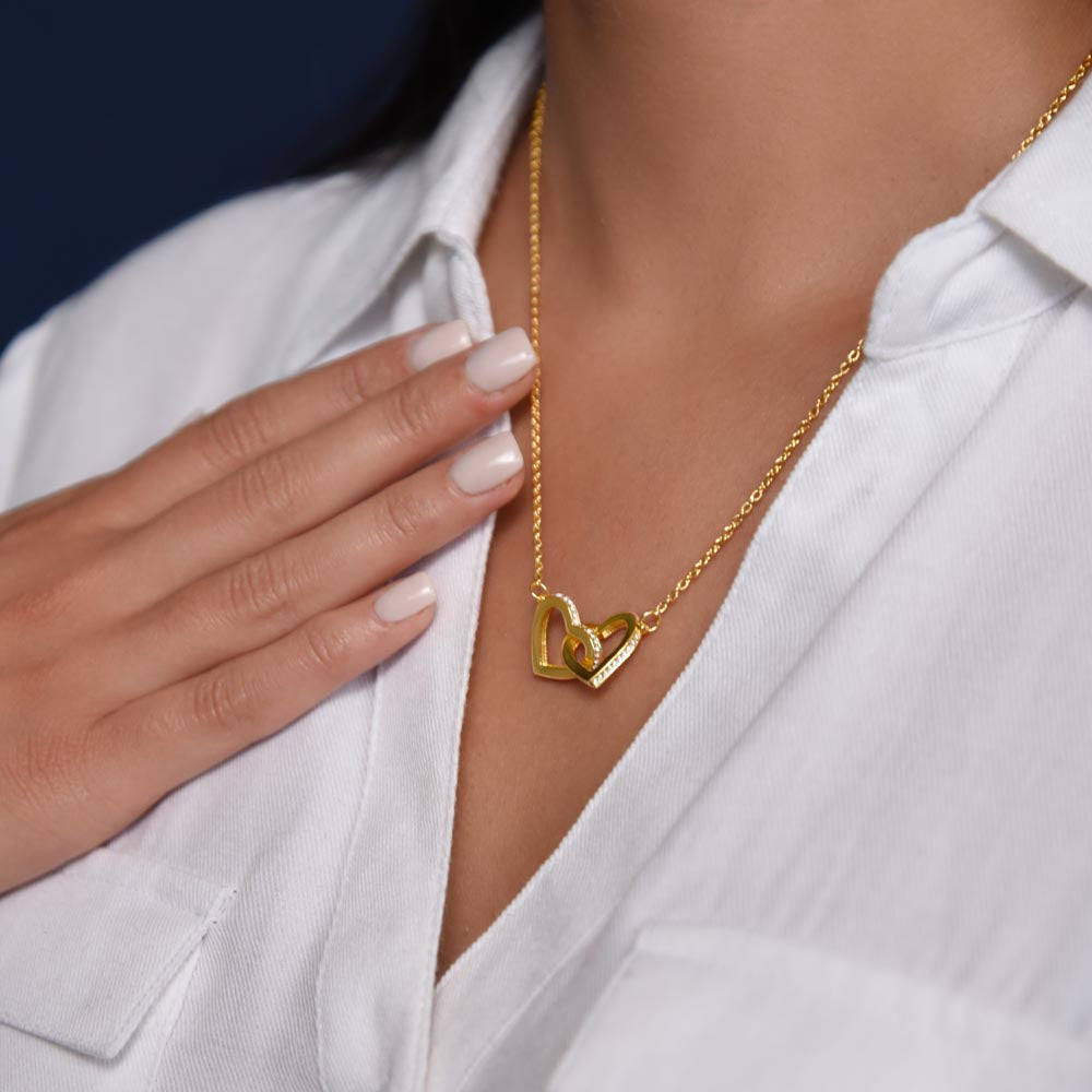 Loss of Dad Memorial Necklace – Interlocking Hearts Jewelry in Gold & Silver | Sympathy Gift for Daughter or Son Missing Father