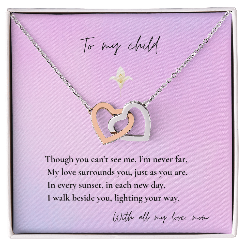Loss of Mom Memorial Necklace – Interlocking Hearts Jewelry in Gold & Silver | Sympathy Gift for Daughter or Son Missing Mother