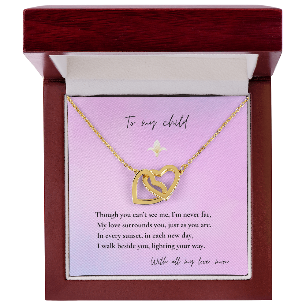 Loss of Mom Memorial Necklace – Interlocking Hearts Jewelry in Gold & Silver | Sympathy Gift for Daughter or Son Missing Mother