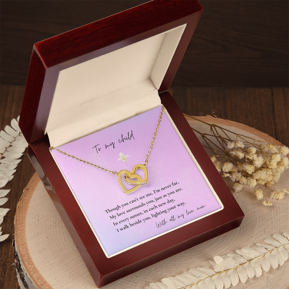 Loss of Mom Memorial Necklace – Interlocking Hearts Jewelry in Gold & Silver | Sympathy Gift for Daughter or Son Missing Mother