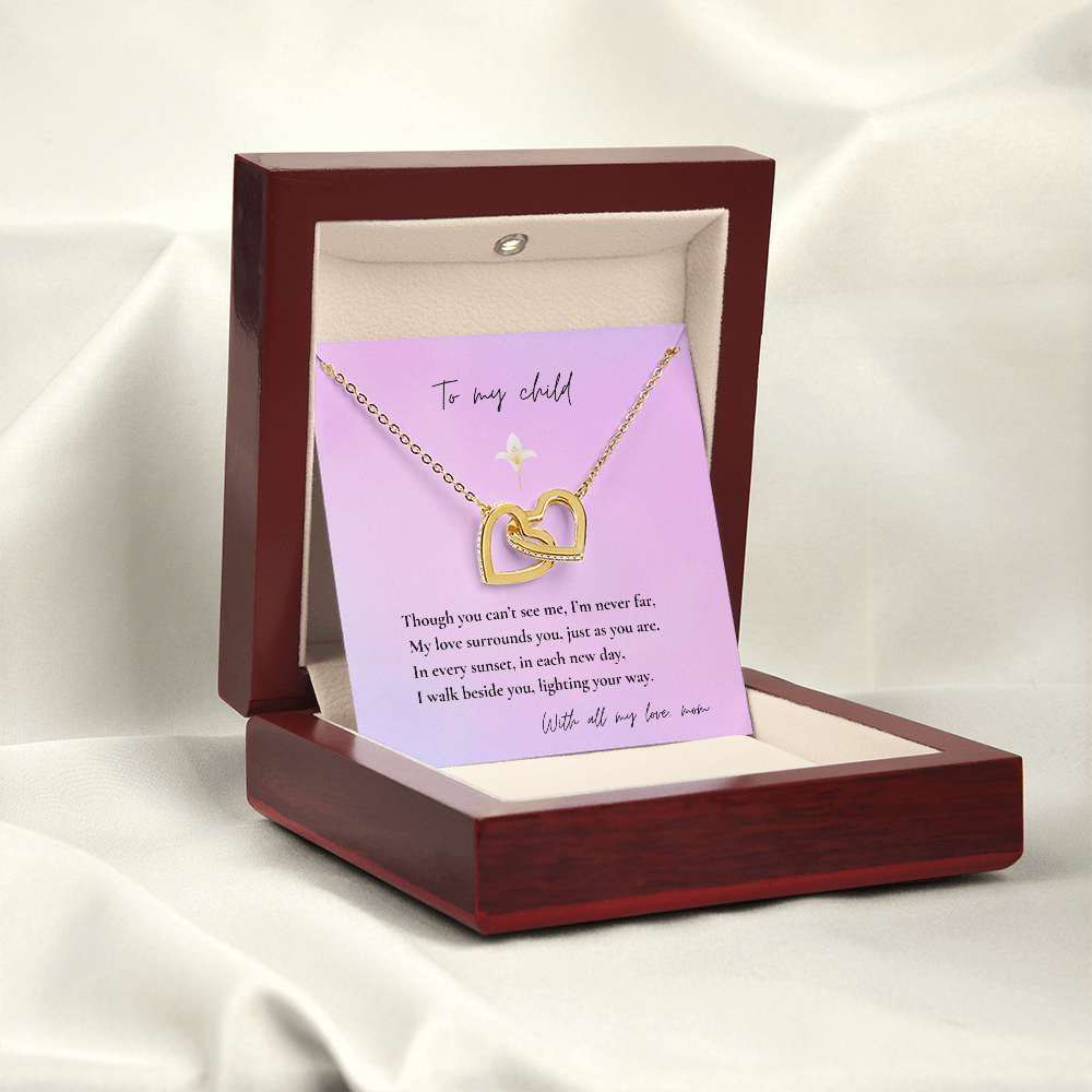 Loss of Mom Memorial Necklace – Interlocking Hearts Jewelry in Gold & Silver | Sympathy Gift for Daughter or Son Missing Mother