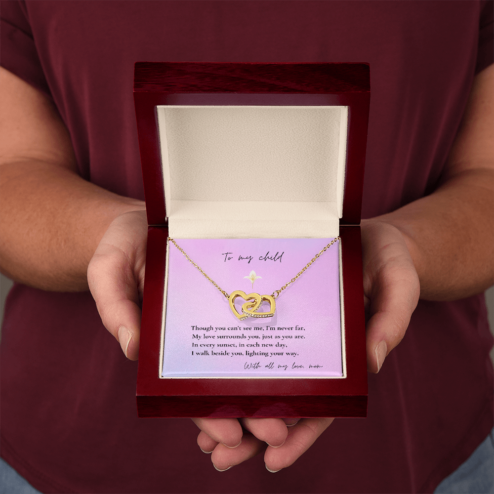Loss of Mom Memorial Necklace – Interlocking Hearts Jewelry in Gold & Silver | Sympathy Gift for Daughter or Son Missing Mother