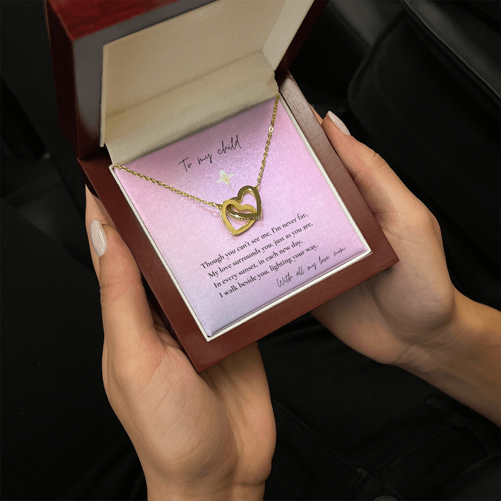 Loss of Mom Memorial Necklace – Interlocking Hearts Jewelry in Gold & Silver | Sympathy Gift for Daughter or Son Missing Mother
