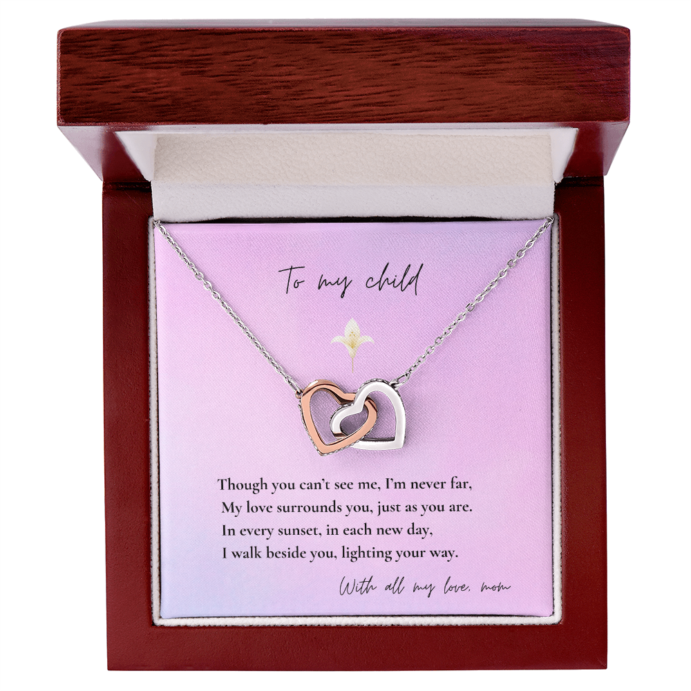 Loss of Mom Memorial Necklace – Interlocking Hearts Jewelry in Gold & Silver | Sympathy Gift for Daughter or Son Missing Mother