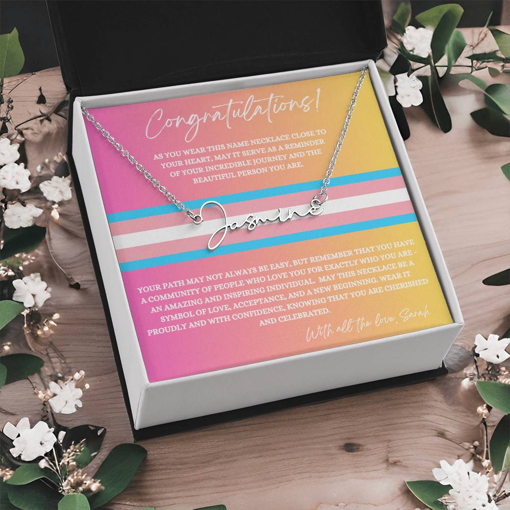 Personalised Gift for Trans - Transgender Name Change Necklace - Trans Pride Month Gift Idea - Transition Gift
