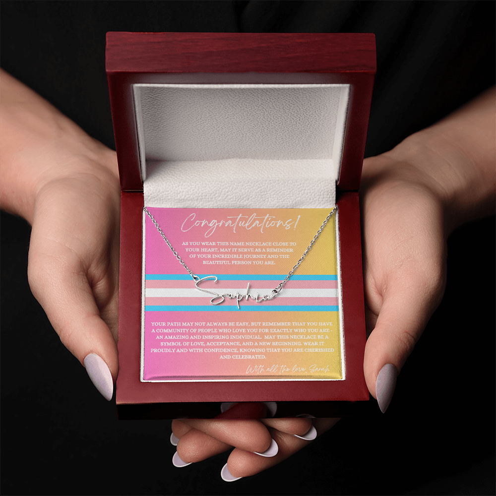 Personalised Gift for Trans - Transgender Name Change Necklace - Trans Pride Month Gift Idea - Transition Gift