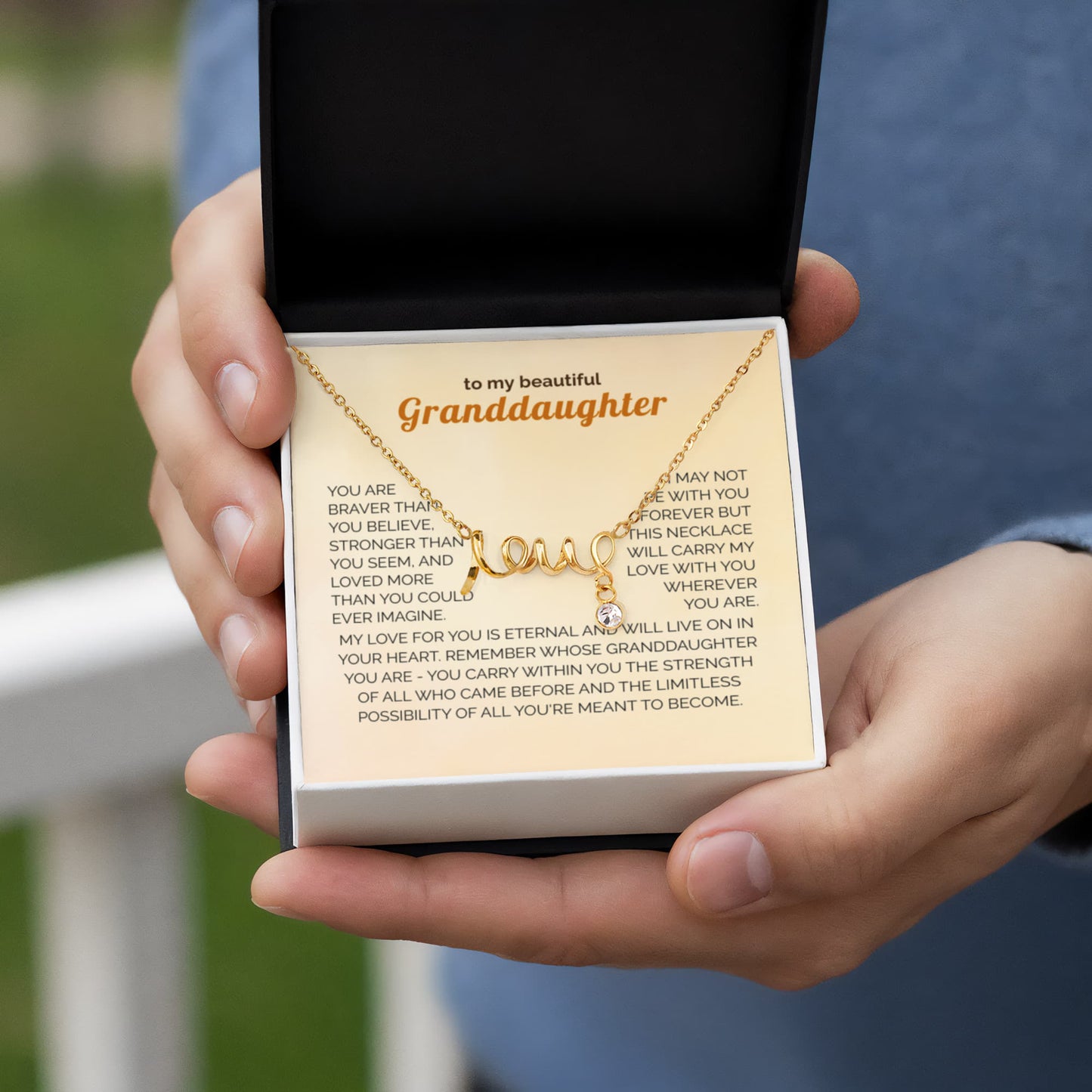 Granddaughter Gift Necklace - Love Necklace with Message from Grandma or Grandpa