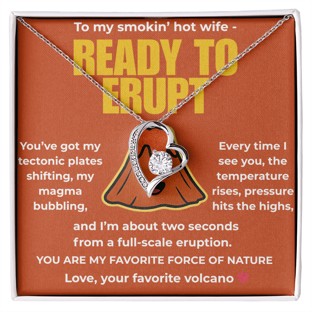 Funny Husband to Wife Gift – “To My Smokin' Hot Wife” Volcano Message Card with Necklace