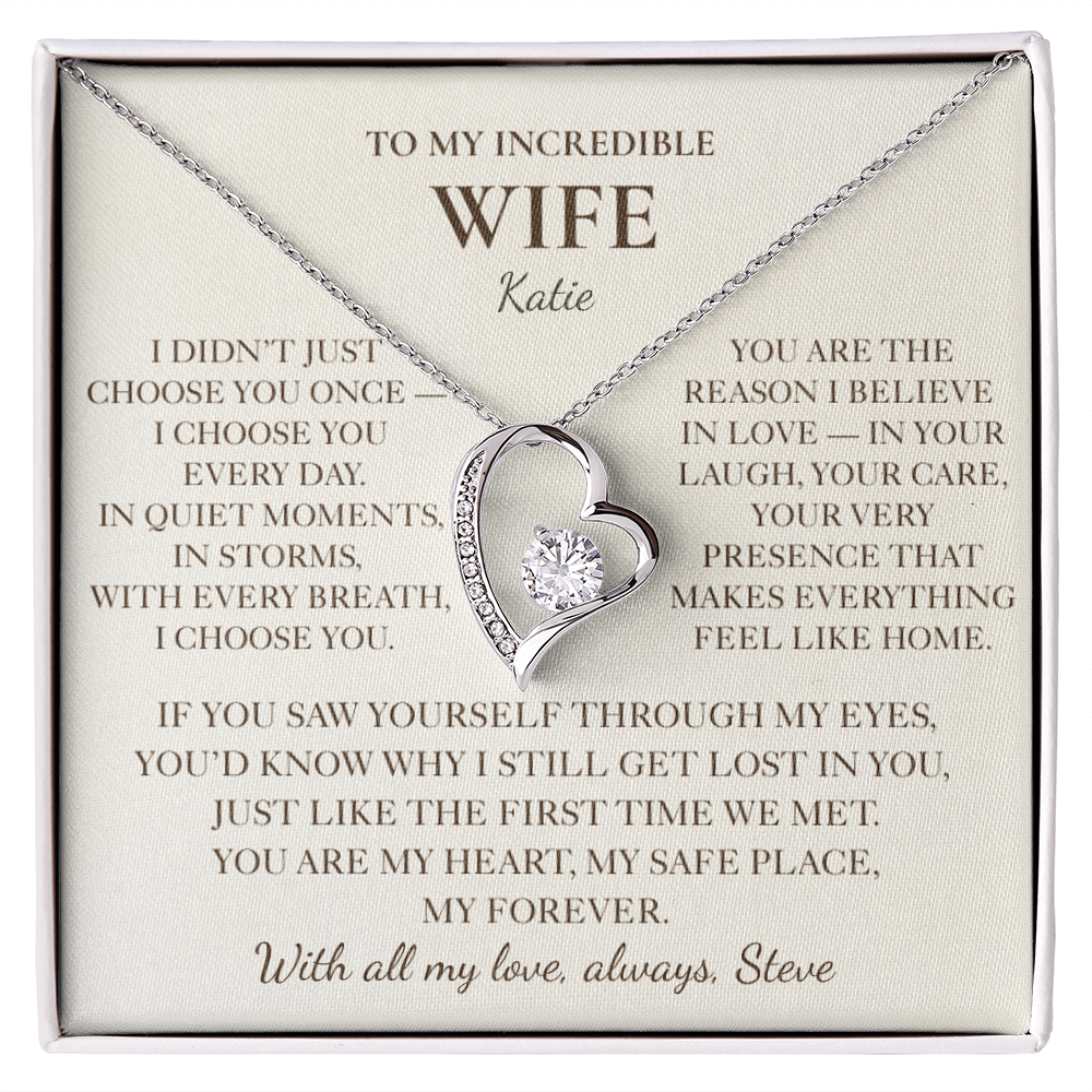 To My Wife Necklace - Personalized Romantic Gift with Message Card