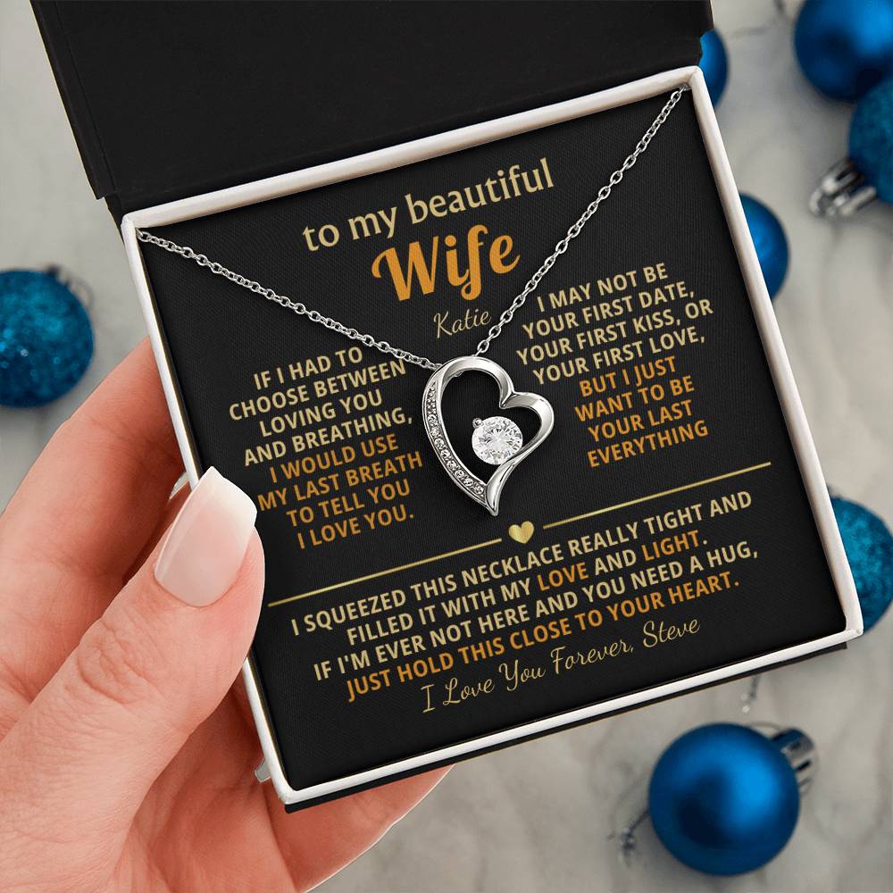 Personalized To My Wife Necklace - Heartfelt Heart Gift Set for Christmas, Anniversary or Birthday