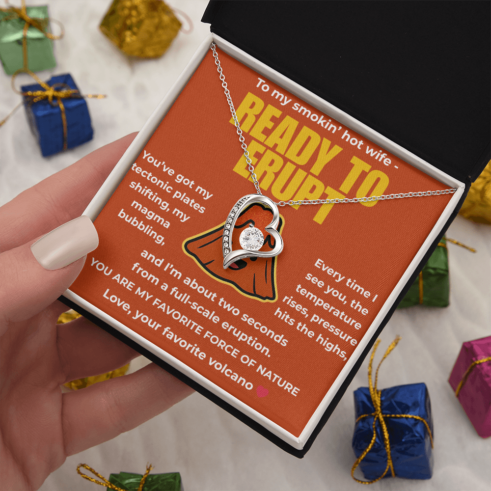 Funny Husband to Wife Gift – “To My Smokin' Hot Wife” Volcano Message Card with Necklace