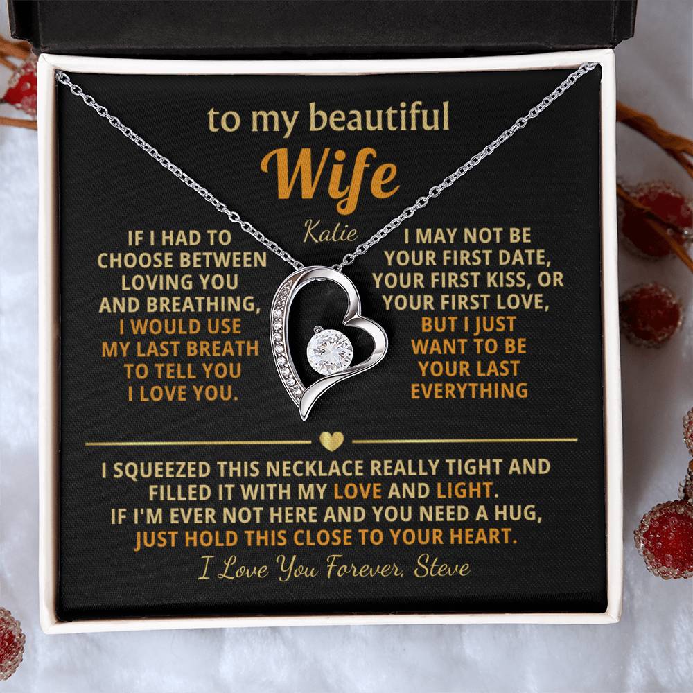 Personalized To My Wife Necklace - Heartfelt Heart Gift Set for Christmas, Anniversary or Birthday