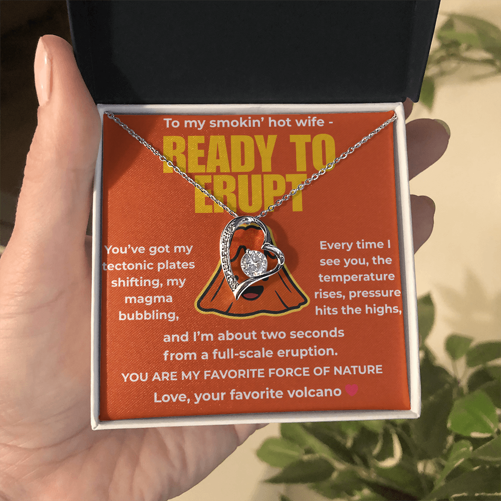 Funny Husband to Wife Gift – “To My Smokin' Hot Wife” Volcano Message Card with Necklace