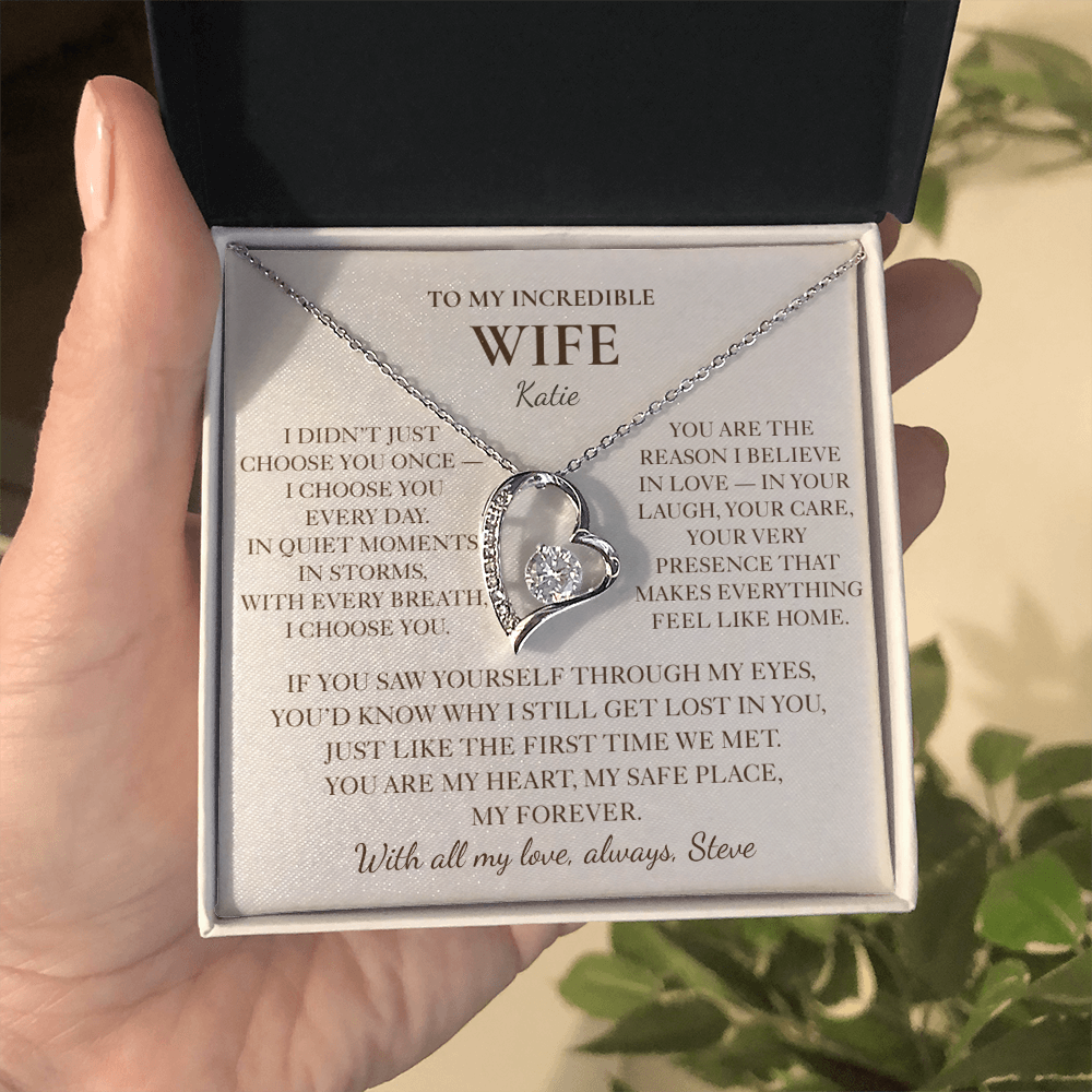 To My Wife Necklace - Personalized Romantic Gift with Message Card
