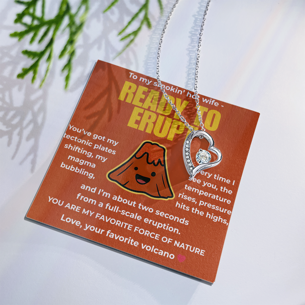 Funny Husband to Wife Gift – “To My Smokin' Hot Wife” Volcano Message Card with Necklace