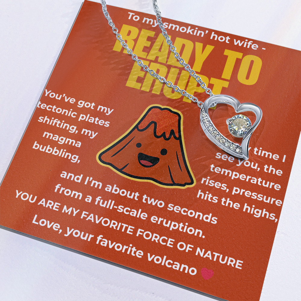 Funny Husband to Wife Gift – “To My Smokin' Hot Wife” Volcano Message Card with Necklace