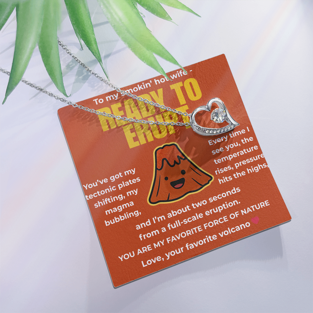 Funny Husband to Wife Gift – “To My Smokin' Hot Wife” Volcano Message Card with Necklace
