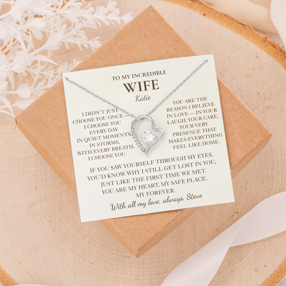 To My Wife Necklace - Personalized Romantic Gift with Message Card