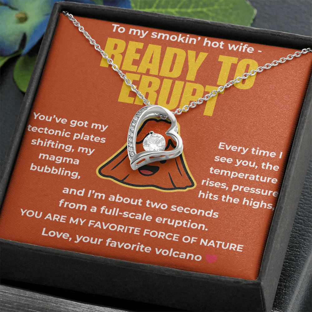 Funny Husband to Wife Gift – “To My Smokin' Hot Wife” Volcano Message Card with Necklace