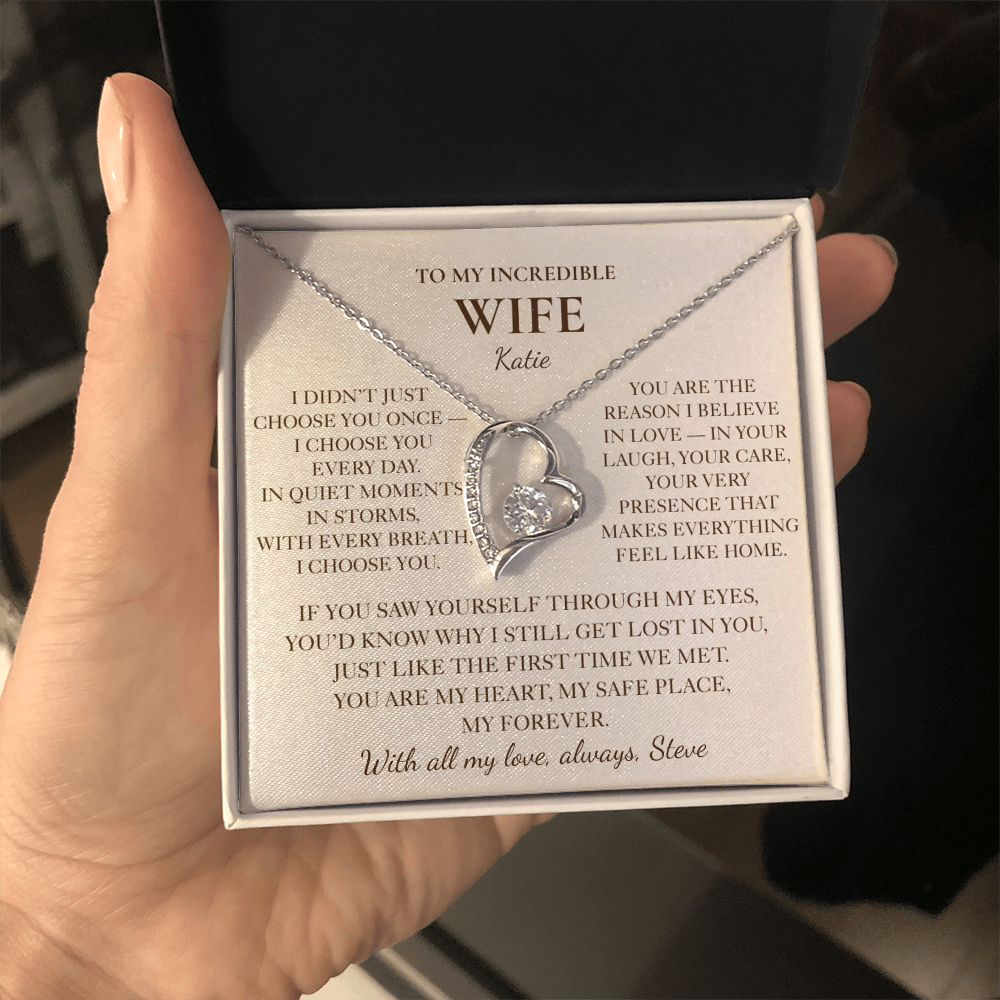To My Wife Necklace - Personalized Romantic Gift with Message Card