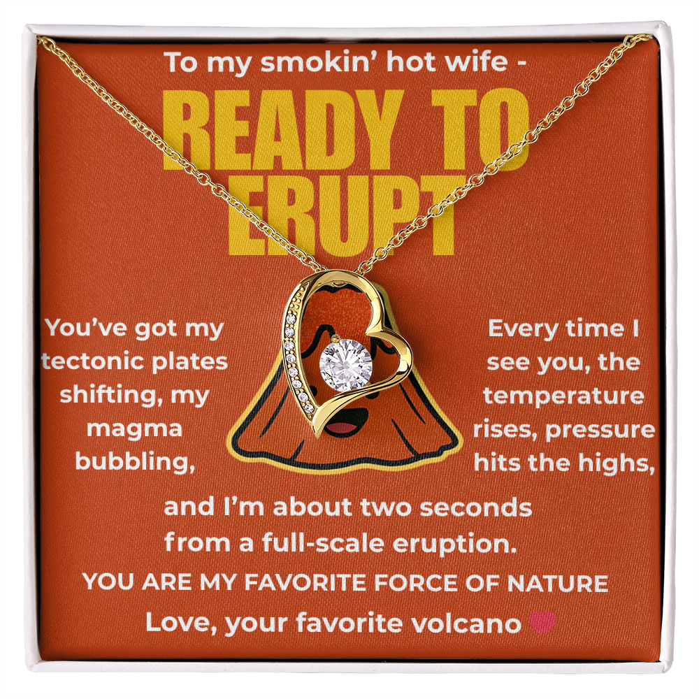 Funny Husband to Wife Gift – “To My Smokin' Hot Wife” Volcano Message Card with Necklace