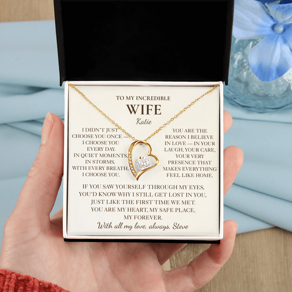 To My Wife Necklace - Personalized Romantic Gift with Message Card