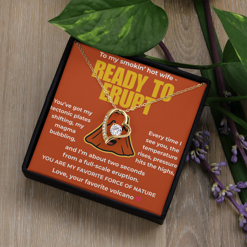 Funny Husband to Wife Gift – “To My Smokin' Hot Wife” Volcano Message Card with Necklace