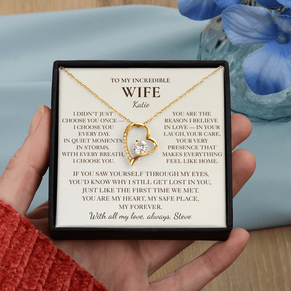 To My Wife Necklace - Personalized Romantic Gift with Message Card