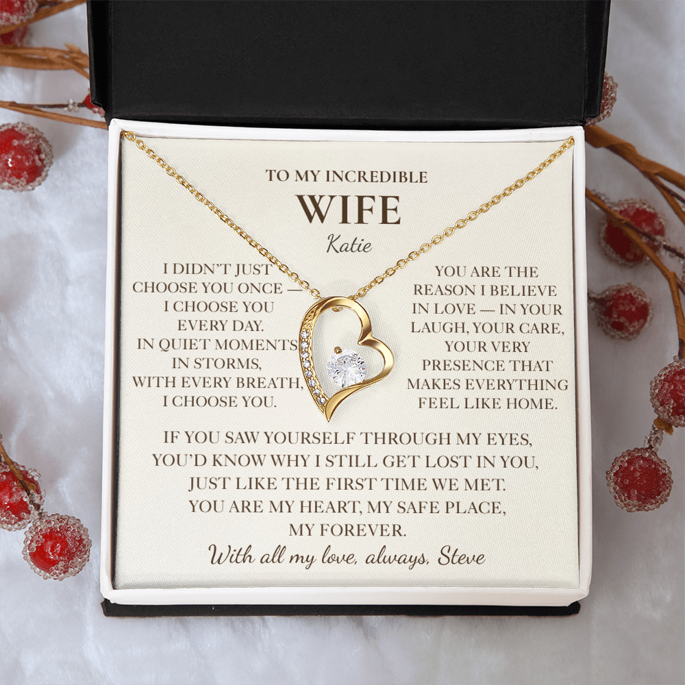 To My Wife Necklace - Personalized Romantic Gift with Message Card