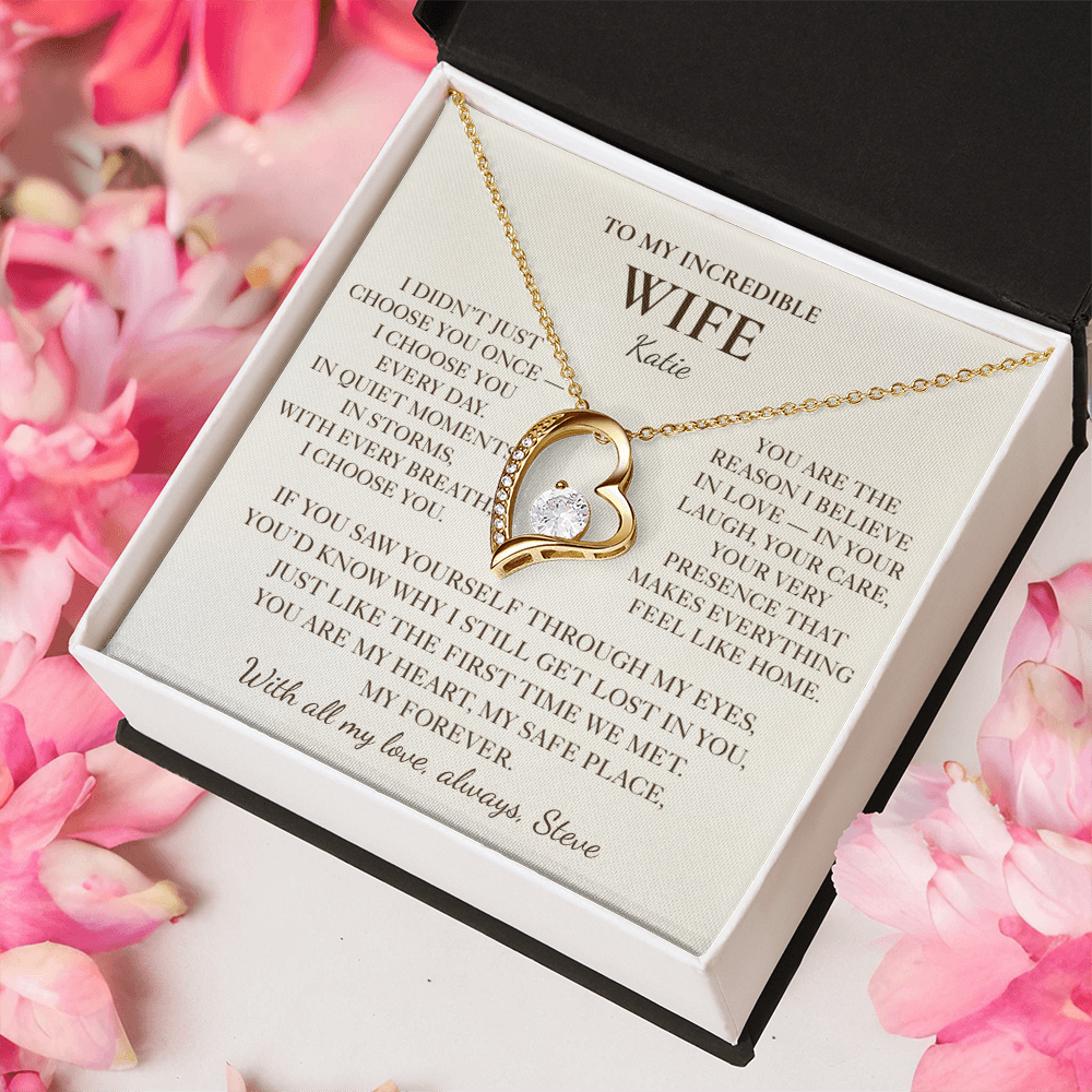 To My Wife Necklace - Personalized Romantic Gift with Message Card