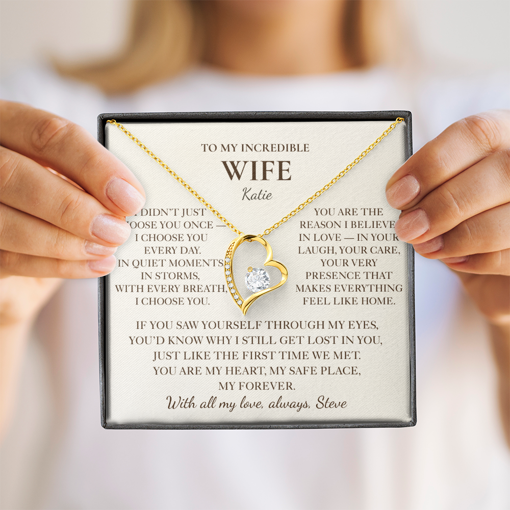 To My Wife Necklace - Personalized Romantic Gift with Message Card