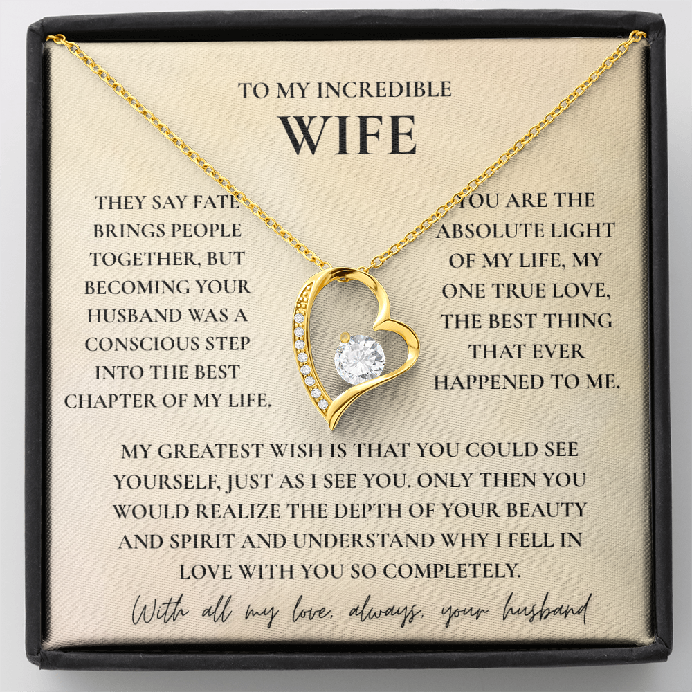 To My Wife Necklace - Romantic Heart Gift with Message Card