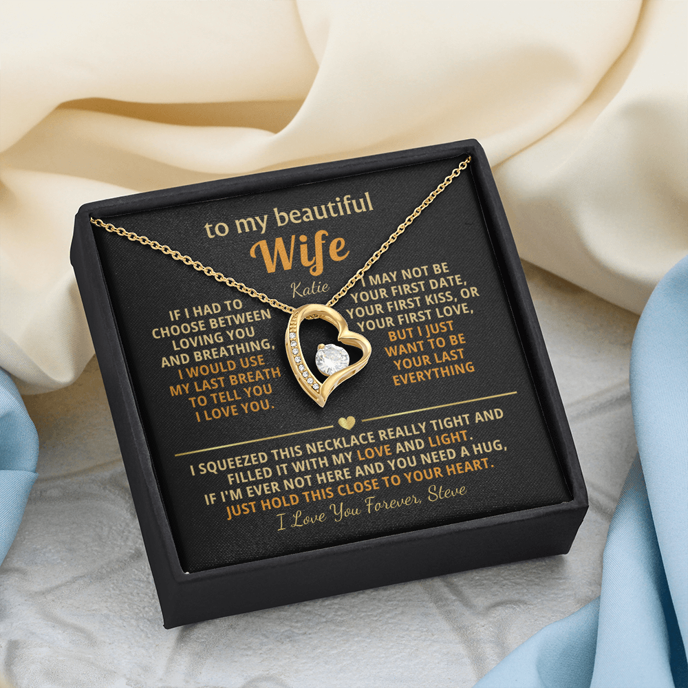 Personalized To My Wife Necklace - Heartfelt Heart Gift Set for Christmas, Anniversary or Birthday