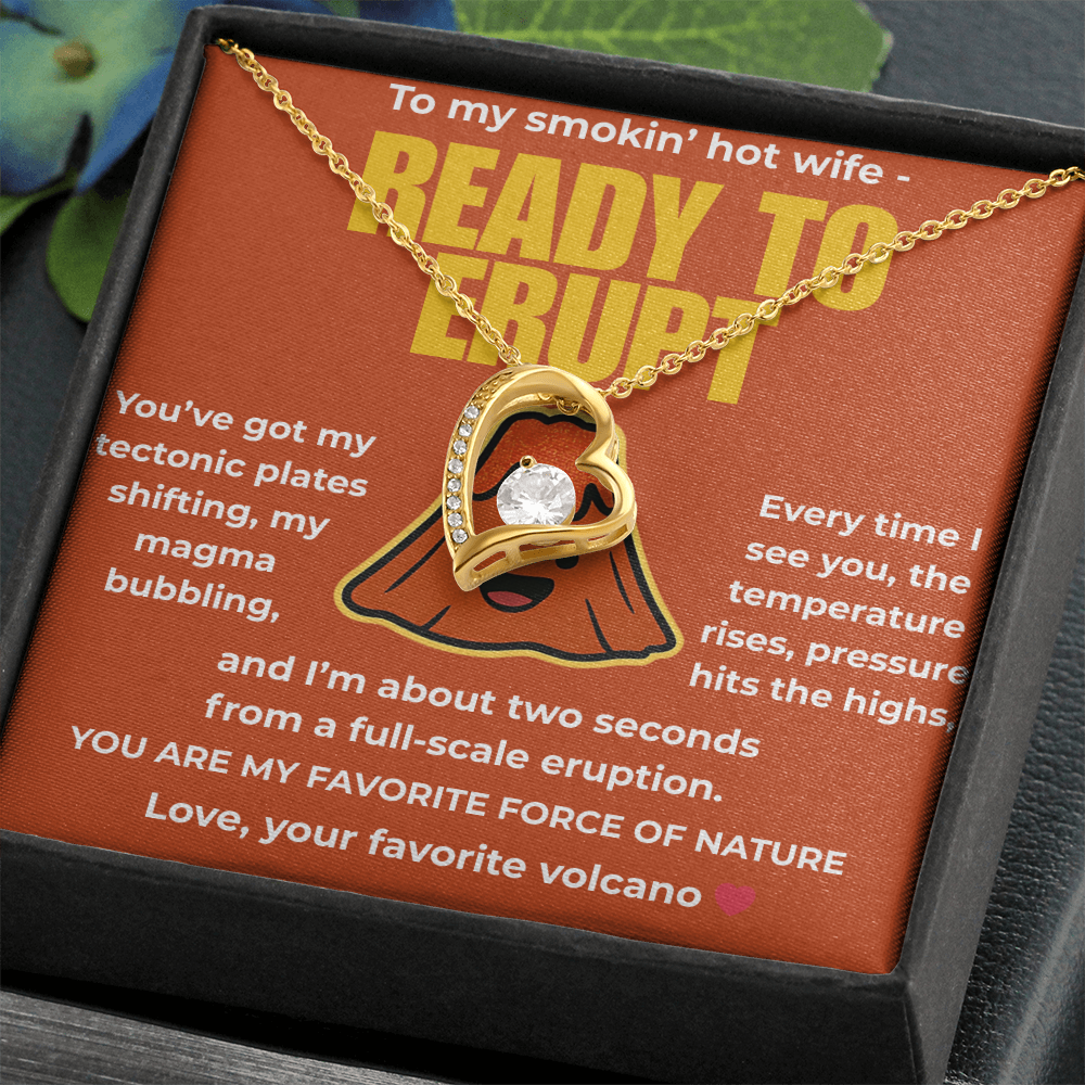 Funny Husband to Wife Gift – “To My Smokin' Hot Wife” Volcano Message Card with Necklace