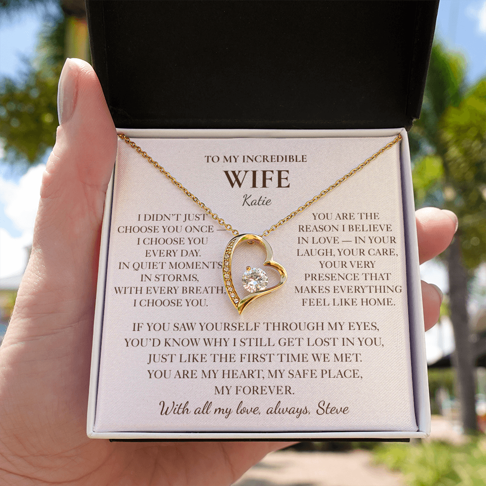 To My Wife Necklace - Personalized Romantic Gift with Message Card