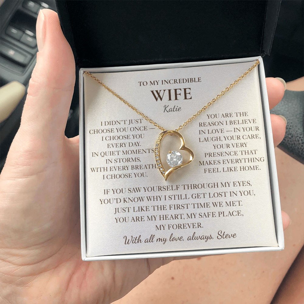 To My Wife Necklace - Personalized Romantic Gift with Message Card