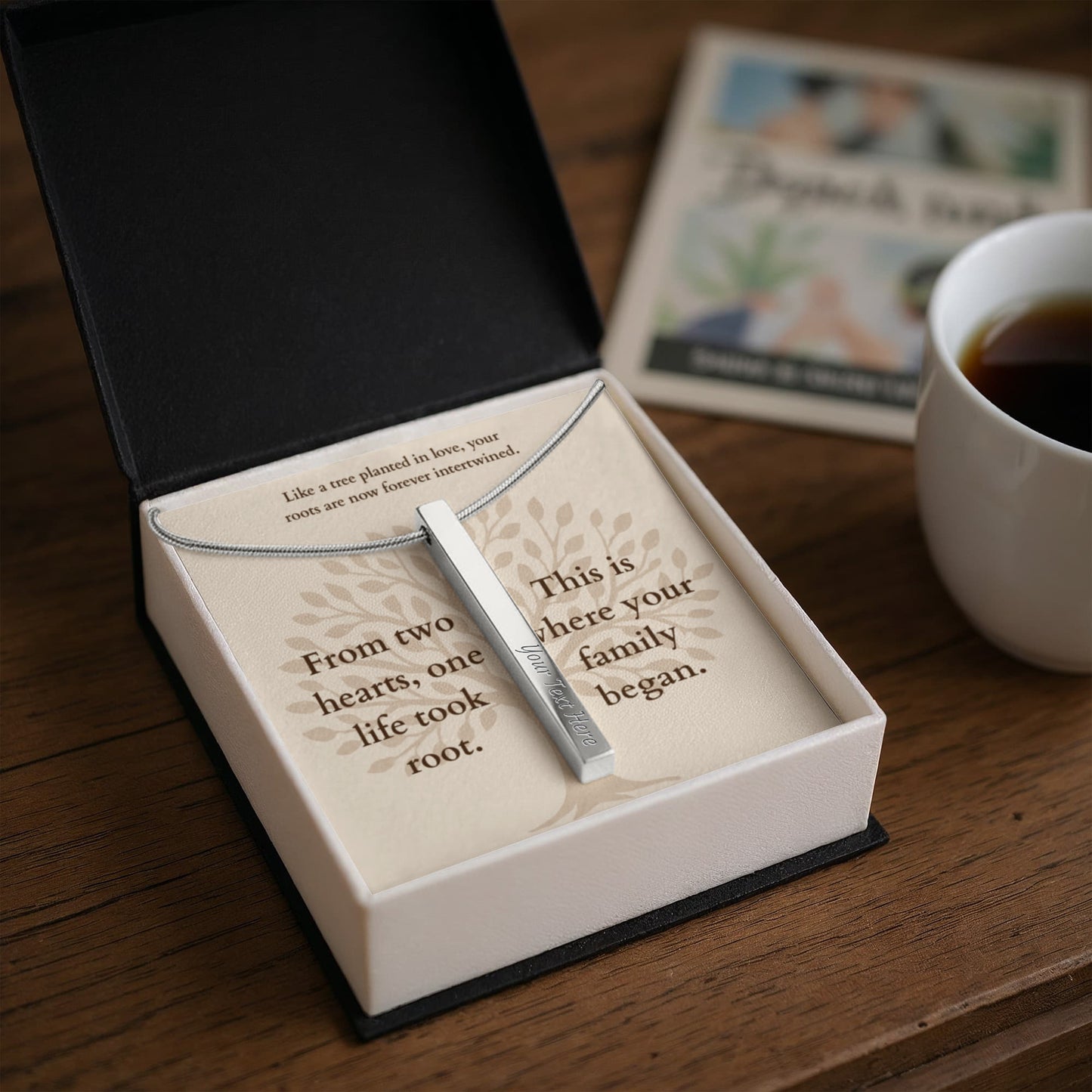 Personalized Family Tree Necklace for New Parents – Custom Engraved Pendant with Baby Name & Birth Date