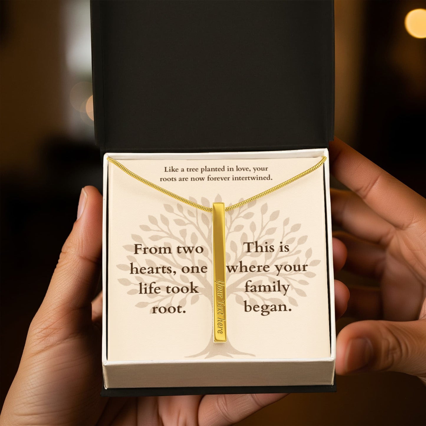 Personalized Family Tree Necklace for New Parents – Custom Engraved Pendant with Baby Name & Birth Date