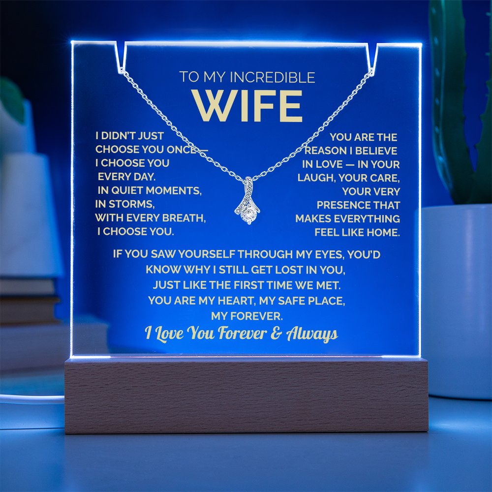 Acrylic Plaque & Necklace – Romantic Gift for Wife – Anniversary, Birthday, Christmas